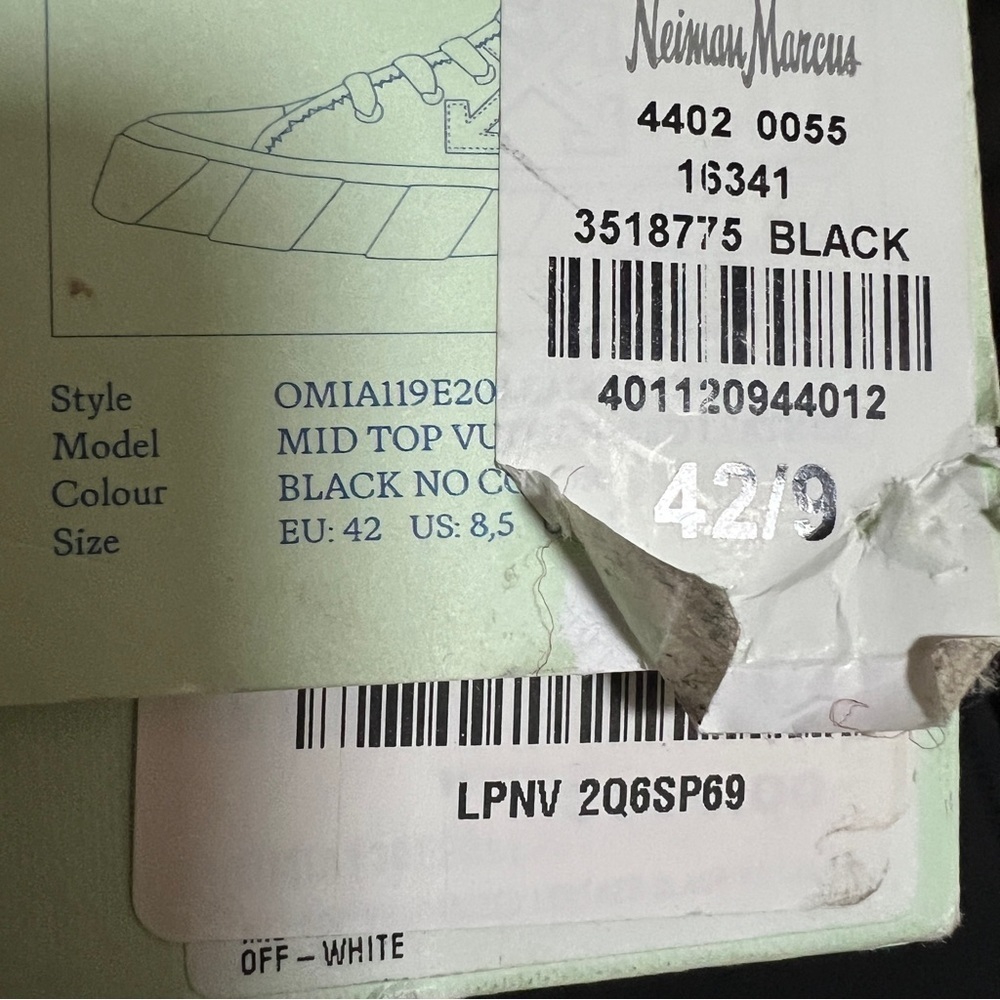 Off-White by Virgil Abloh Mid Top vulcanized black sneaker sz 42/US 8.5 - Picture 12 of 14